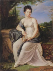 Madame de Saint-Amand in a costume of the Directoire period, 1795-99
